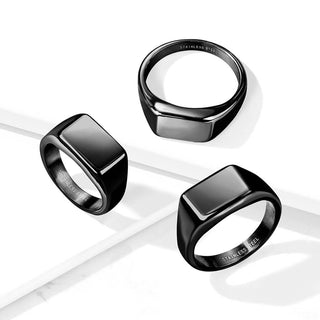 Fingerring Viereck Schwarz
