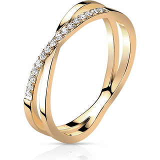 Fingerring Gekreuzt Zirkonia Roségold