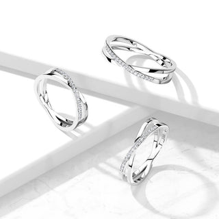 Fingerring Gekreuzt Zirkonia Silber