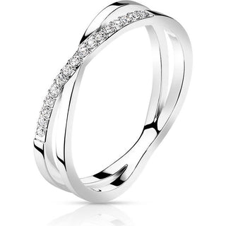 Fingerring Gekreuzt Zirkonia Silber