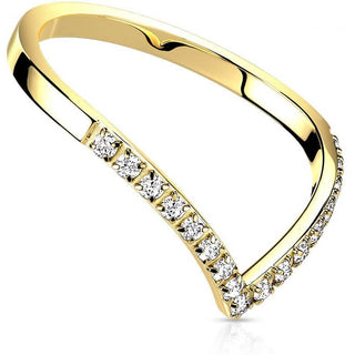 Fingerring Chevron Zirkonia Gold