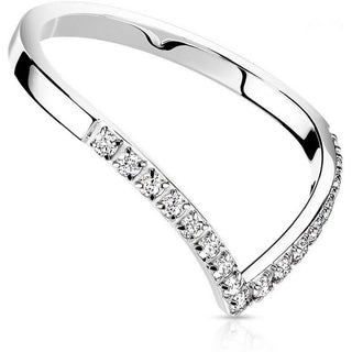 Fingerring Chevron Zirkonia Silber