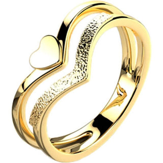 Fingerring Doppel Chevron Herz Zirkonia Gold