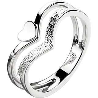 Fingerring Doppel Chevron Herz Zirkonia Silber
