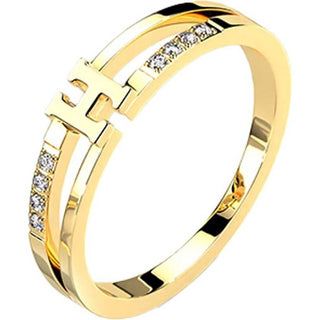 Fingerring H Zirkonia Gold