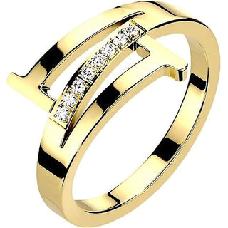 Finger Ring Three-row Zirconia Gold