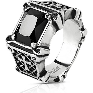 Fingerring Quadrat Zirkonia Schwarz
