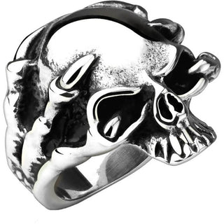 Fingerring Drachenklaue Schädel Silber