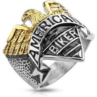 Fingerring AMERICAN BIKER Adler Silber Gold