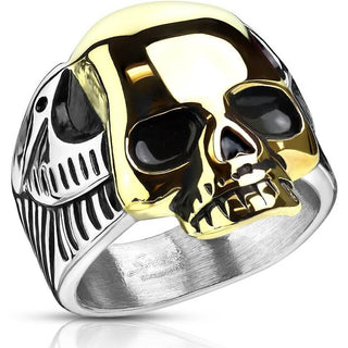 Fingerring Totenkopf Gold Silber