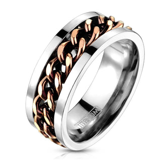 Titan Fingerring Kette Braun Silber