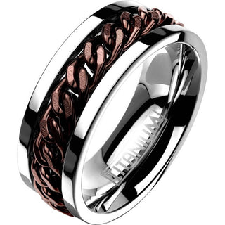 Titan Fingerring Kette Braun Silber