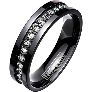 Titan Fingerring Zirkonia Schwarz