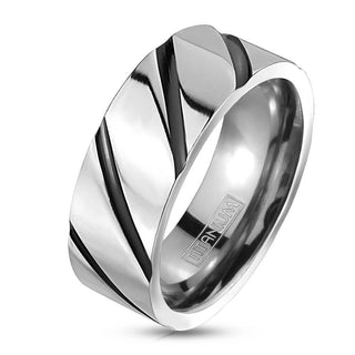 Titan Fingerring Wirbel Schwarz Silber