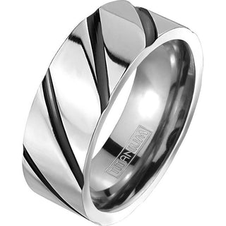 Titan Fingerring Wirbel Schwarz Silber