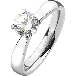 Titan Fingerring Zirkonia Silber