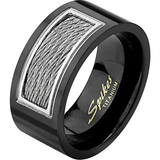 Titan Fingerring Draht Schwarz Silber