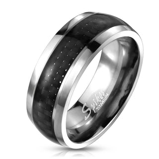 Titan Fingerring Zirkonia Schwarz Silber