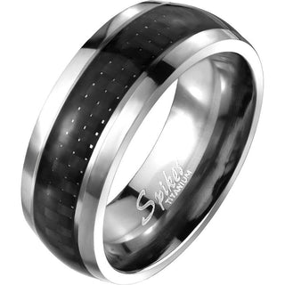 Titan Fingerring Zirkonia Schwarz Silber