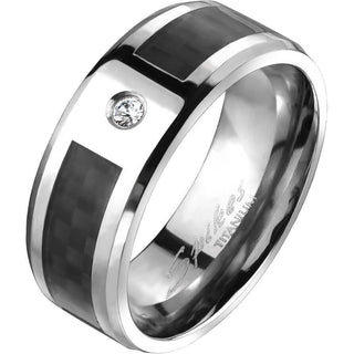 Titan Fingerring Zirkonia Schwarz Silber