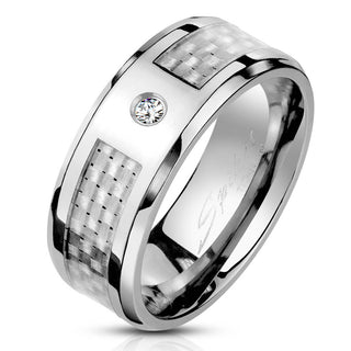 Titan Fingerring Karbon Zirkonia Silber