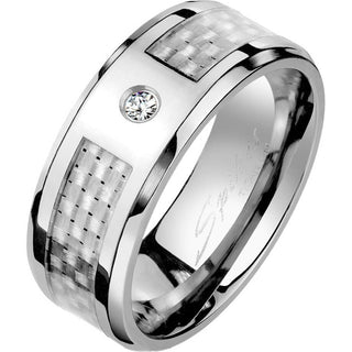 Titan Fingerring Karbon Zirkonia Silber