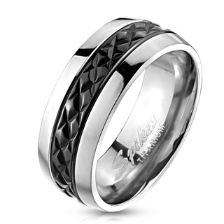 Titan Fingerring Schwarz Silber