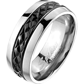 Titan Fingerring Schwarz Silber