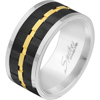 Titan Fingerring Schwarz Silber Gold