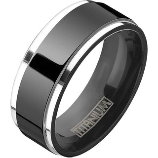 Titan Fingerring Schwarz Silber