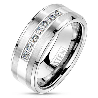 Fingerring Zirkonia Silber Gebürstet