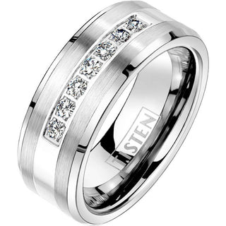 Fingerring Zirkonia Silber Gebürstet
