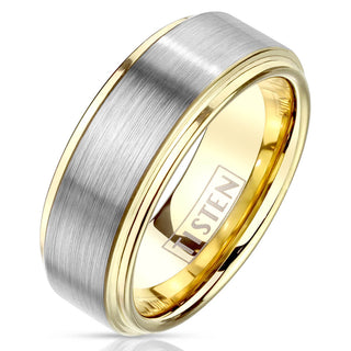 Fingerring Gebürstet Gold Silber