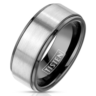 Fingerring Schwarz Gebürstet Silber
