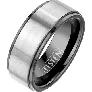 Fingerring Schwarz Gebürstet Silber