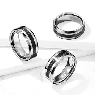 Fingerring Karbon Silber
