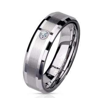 Fingerring Zirkonia Silber Gebürstet