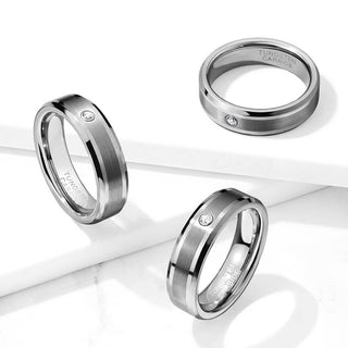 Fingerring Zirkonia Silber Gebürstet
