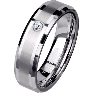 Fingerring Zirkonia Silber Gebürstet
