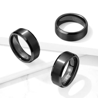 Fingerring Gebürstet Schwarz
