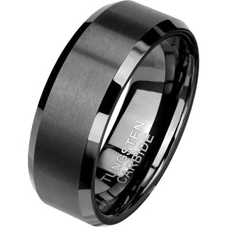 Fingerring Gebürstet Schwarz
