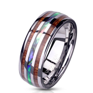 Fingerring Holz Perlmutt Silber