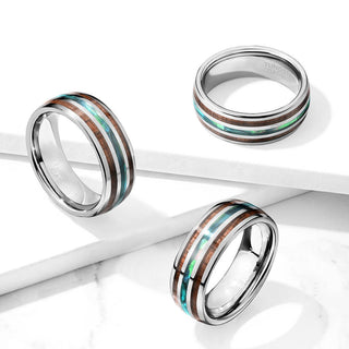 Fingerring Holz Perlmutt Silber