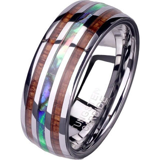 Fingerring Holz Perlmutt Silber