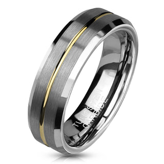 Fingerring Linie Gold Silber Gebürstet