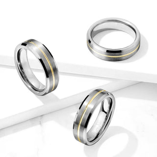 Fingerring Linie Gold Silber Gebürstet