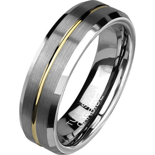 Fingerring Linie Gold Silber Gebürstet