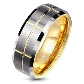 Fingerring Kreuz Gold Silber Gebürstet