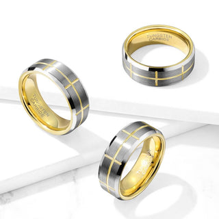 Fingerring Kreuz Gold Silber Gebürstet