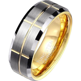 Fingerring Kreuz Gold Silber Gebürstet